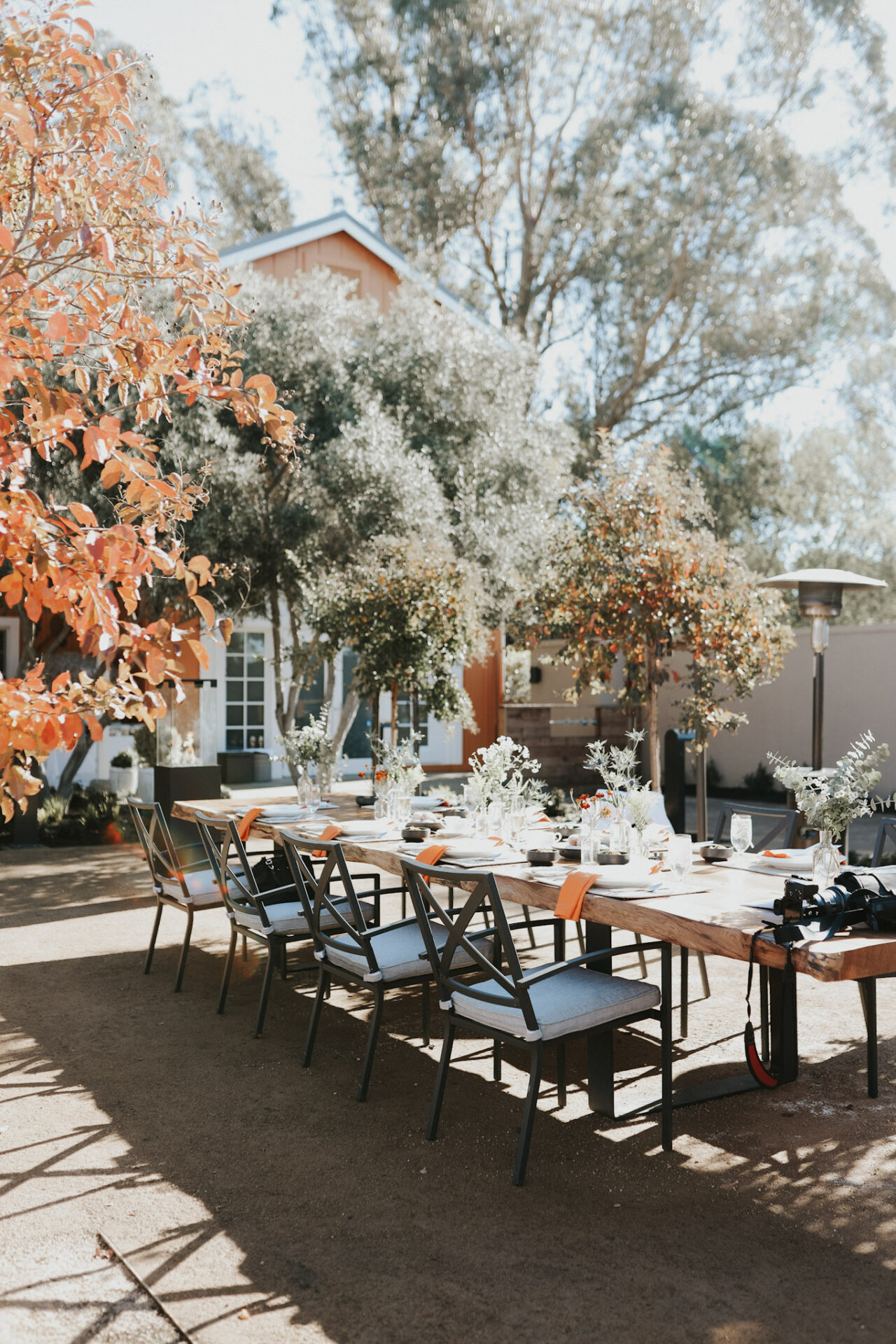 Outdoor table setting at FARM at Carneros Inn Restaurant