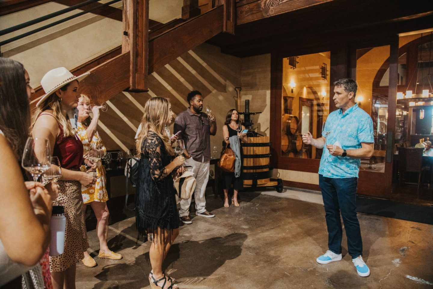 a group tour at Black Stallion Winery
