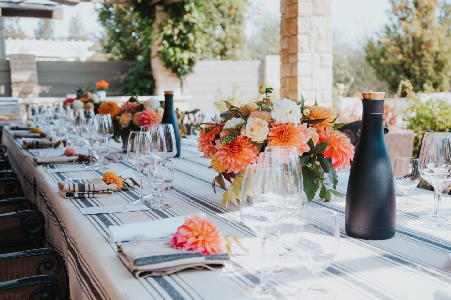 a beautiful floral table set up at Black Stallion Winery