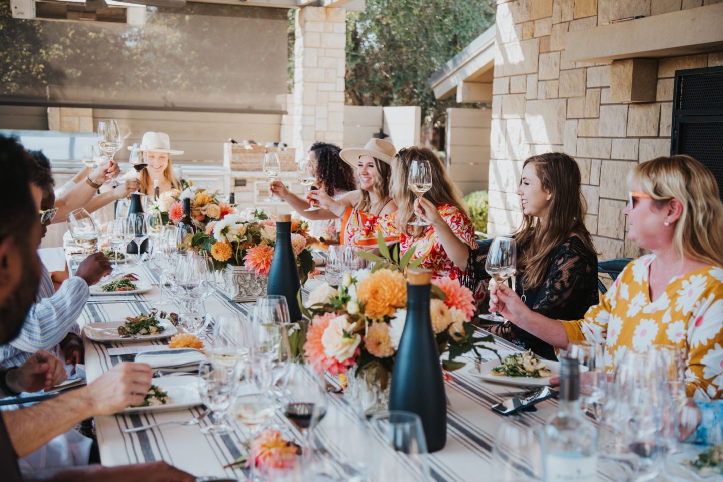 a group wine tasting at Black Stallion Winery