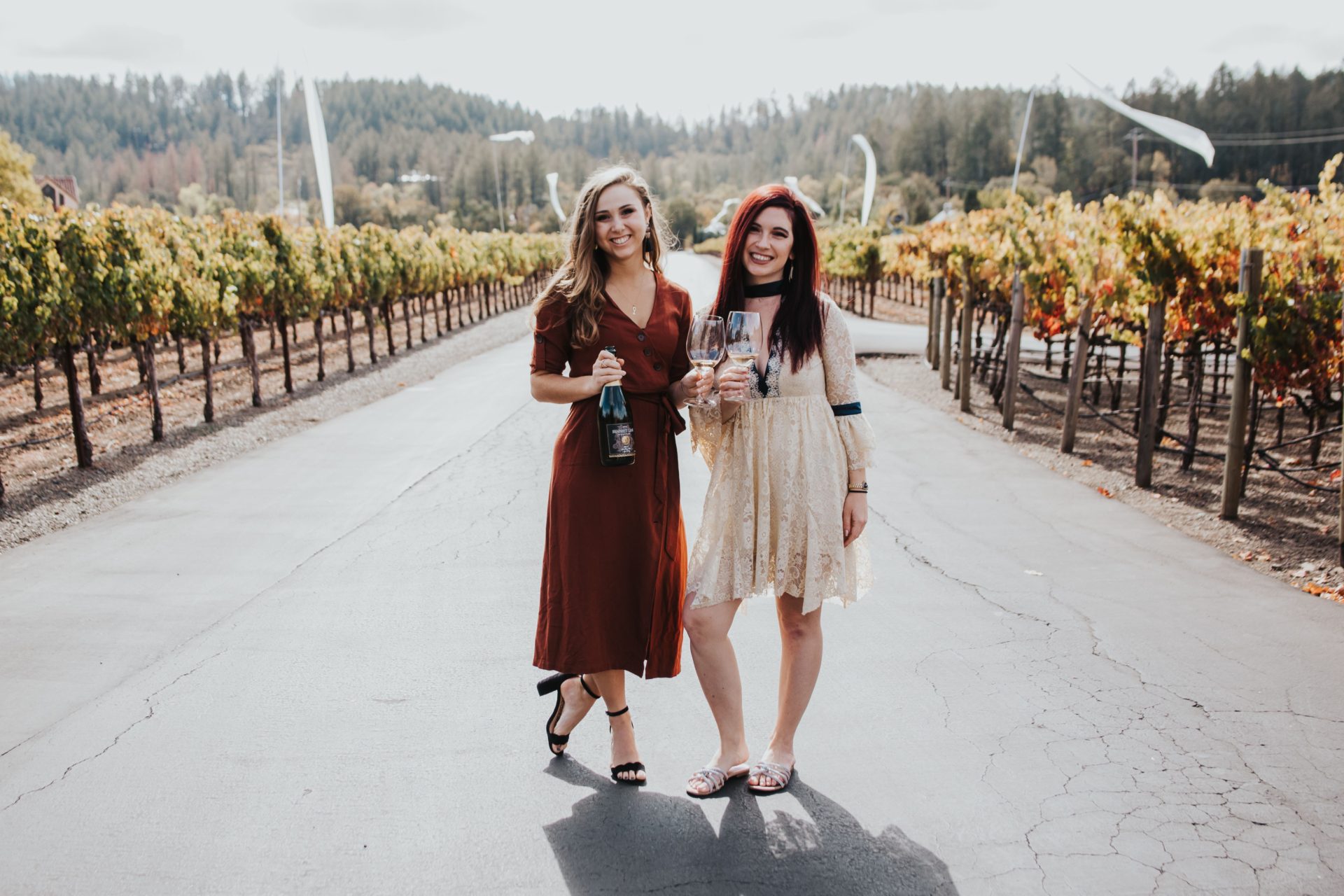 Paige and Sarah tasting at Bennett Lane winery in Calistoga