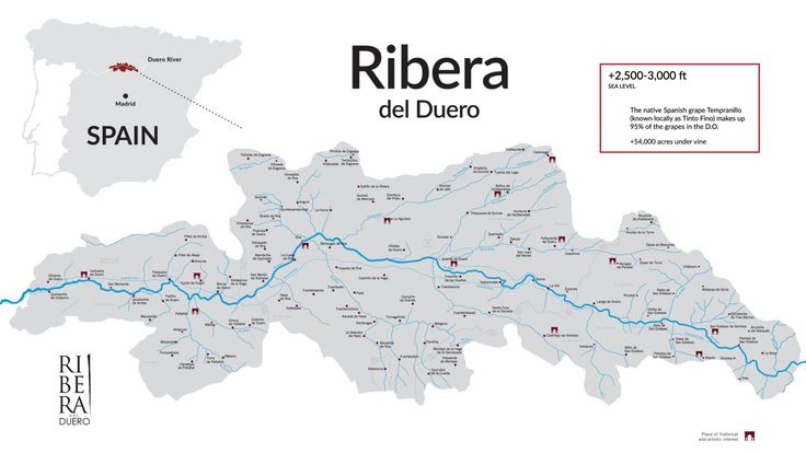 Ribera del Duero and Spain Map