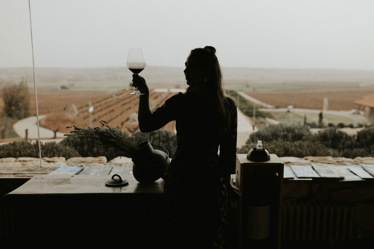 Inside the restaurant at Valduero overlooking the vineyards