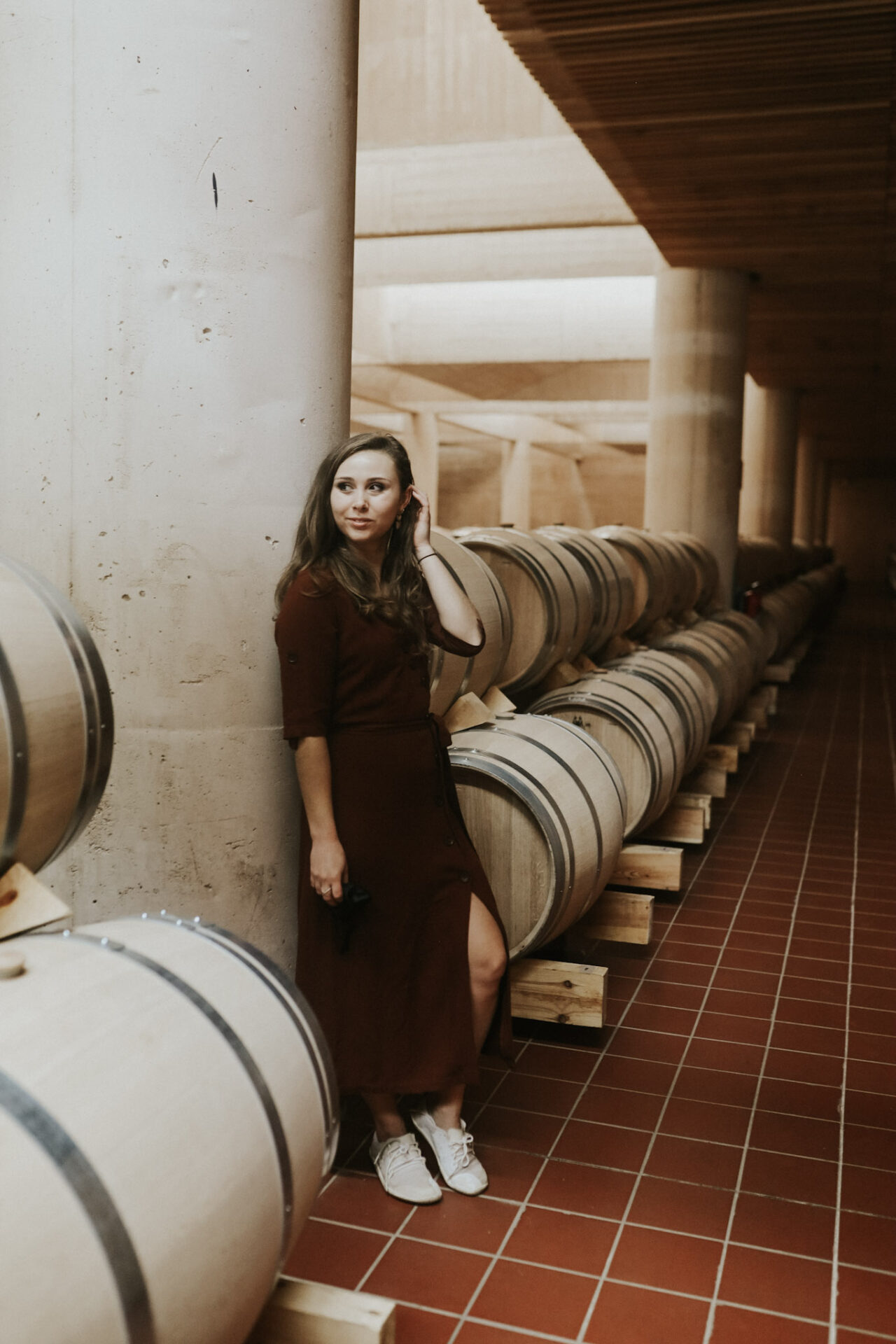 Barrel room at Bodega Carraovejas