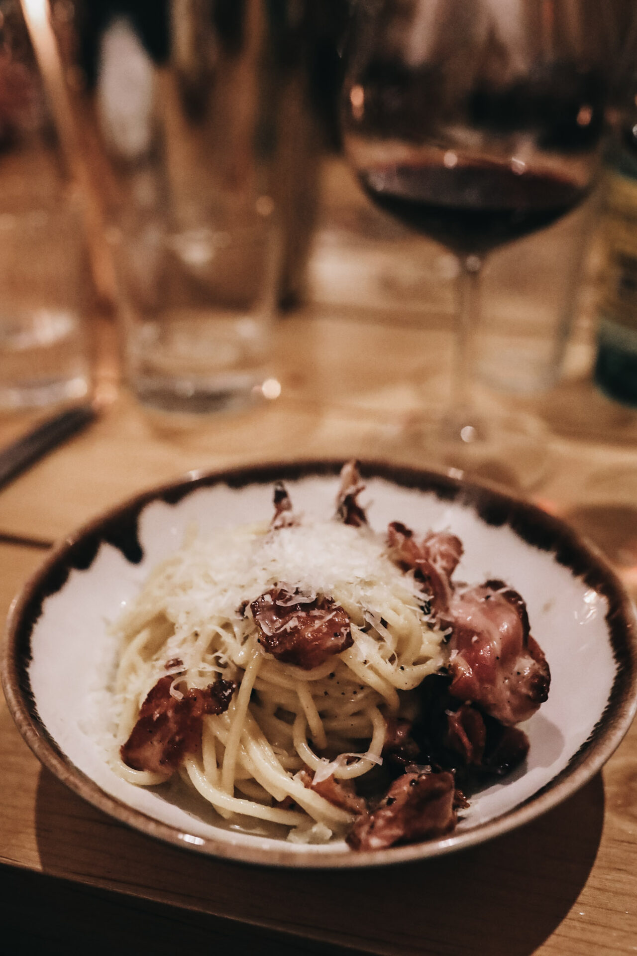 Cacio e pepe with panchetta at Passatiempo in downtown best Walla Walla restaurant