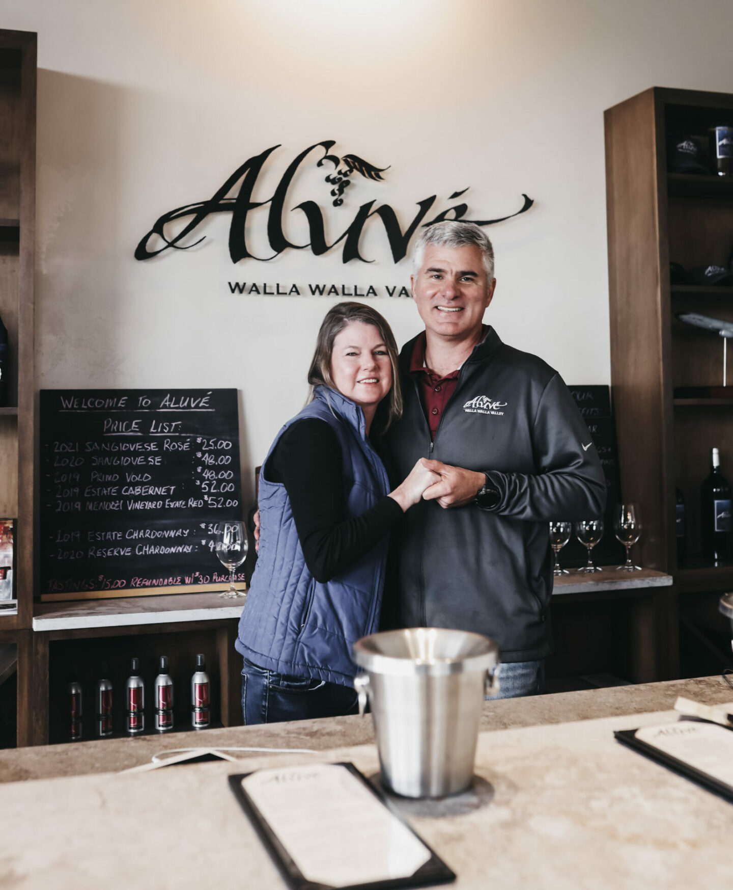 Kelly and JJ Menozzi of Aluve cellars in Walla Walla