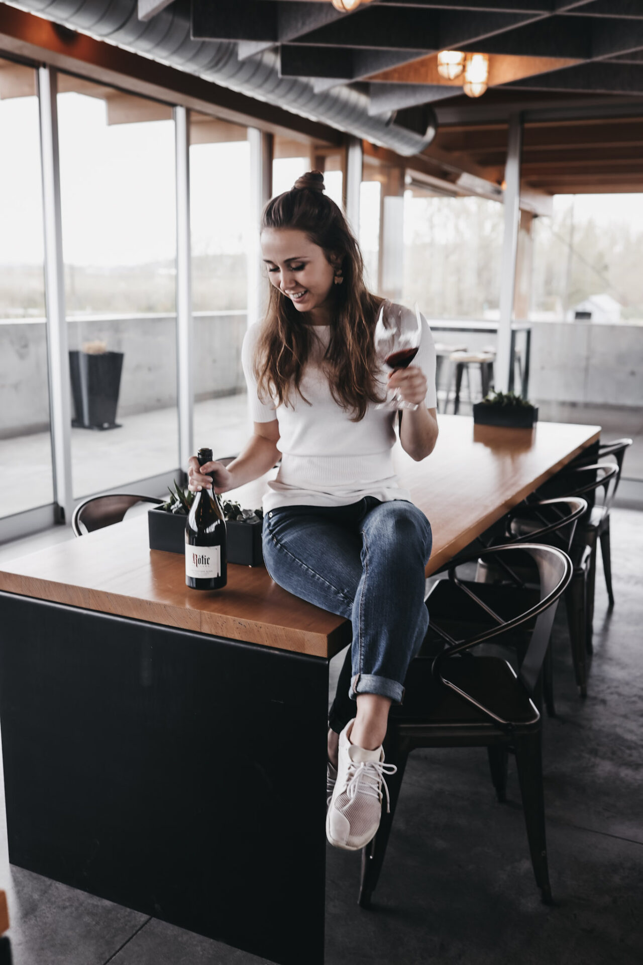 Paige in the Rotie Cellars tasting room in the Rocks district, Walla Walla