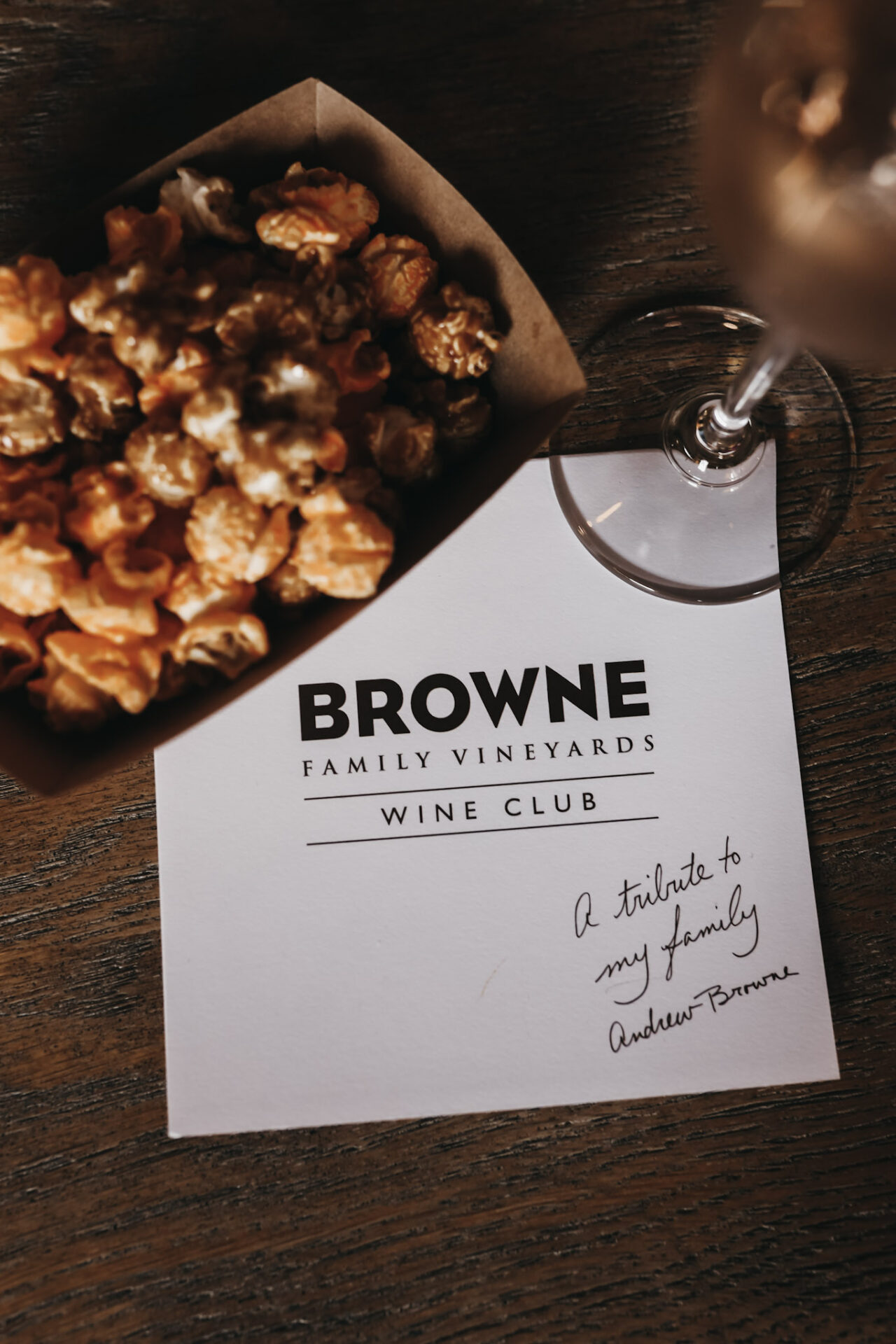 Popcorn and wine tasting at Browne Family Vineyards in downtown Walla Walla