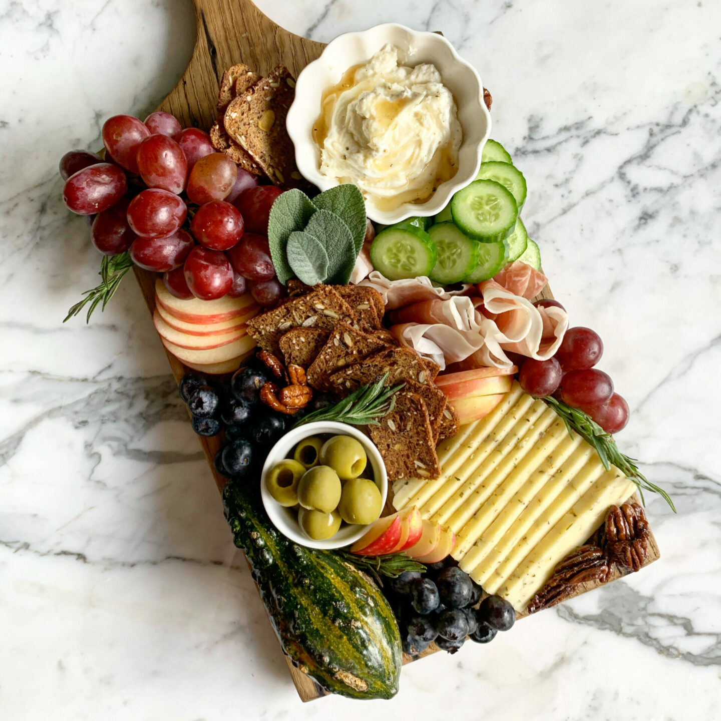 Simple Charcuterie Board with Cheese Meat & Veggies