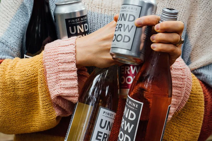 Underwood wines - canned and bottles of wine