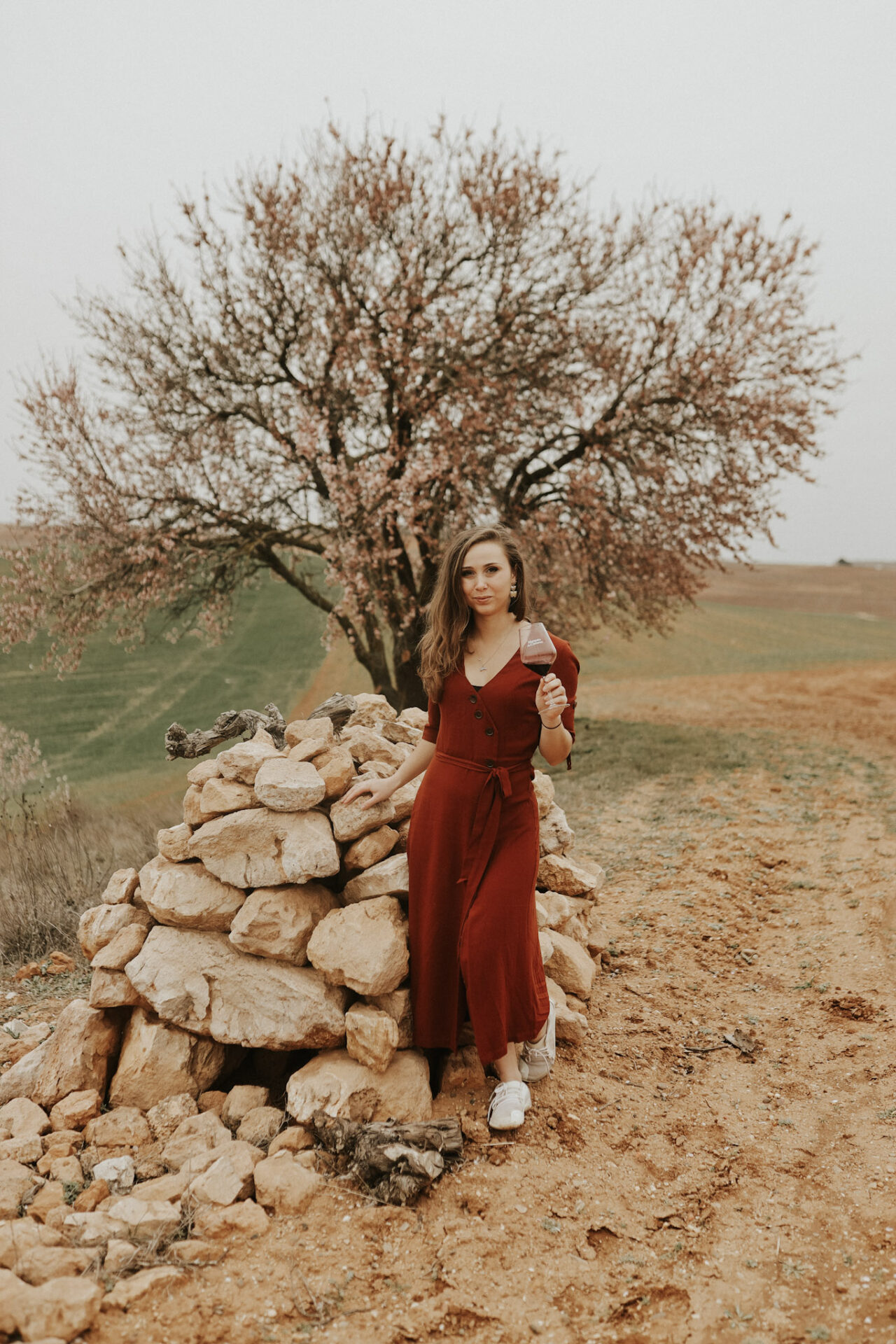 Paige drinking Tempranillo in Ribera del Duero, Spain