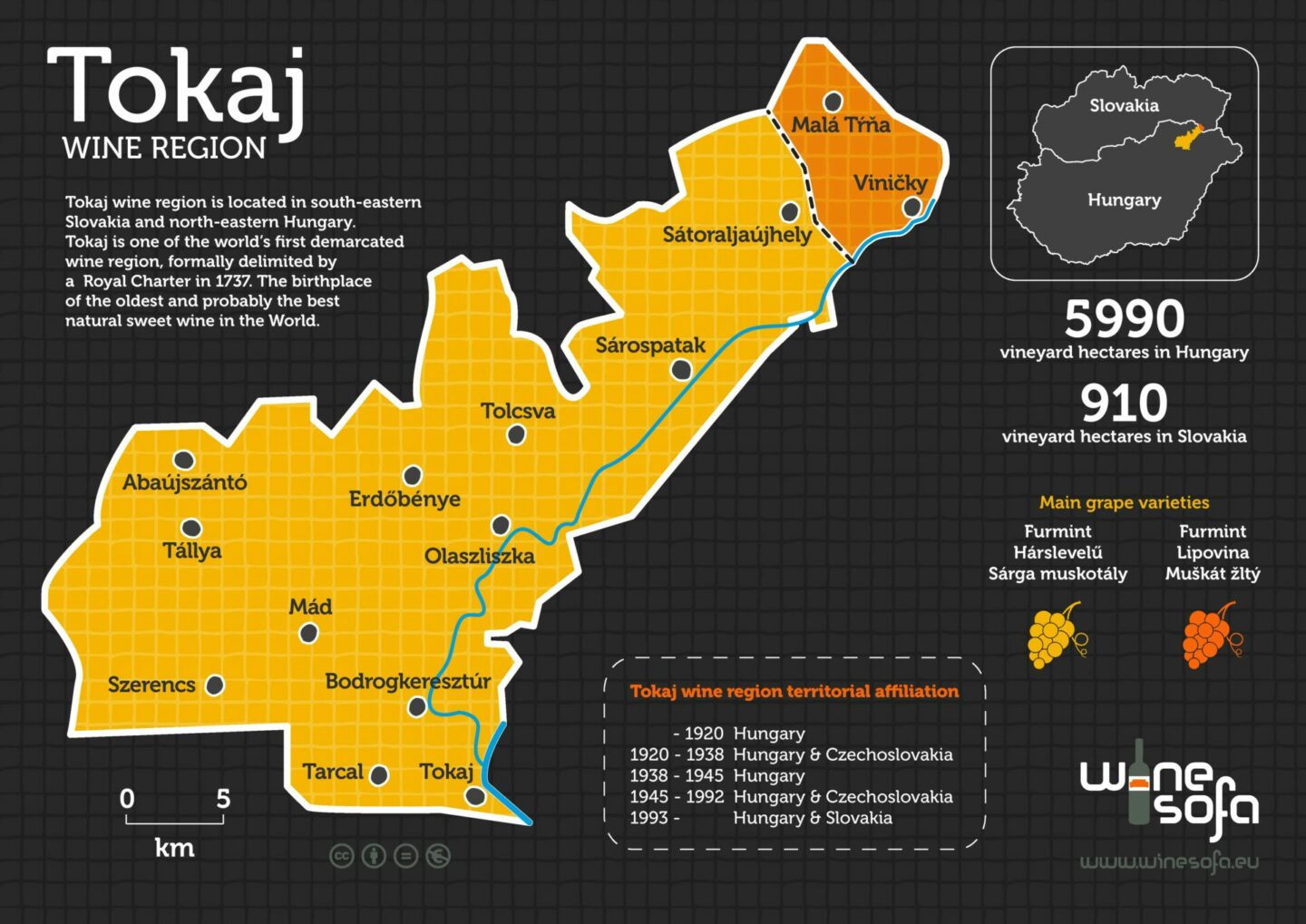 Tokaj Wine map