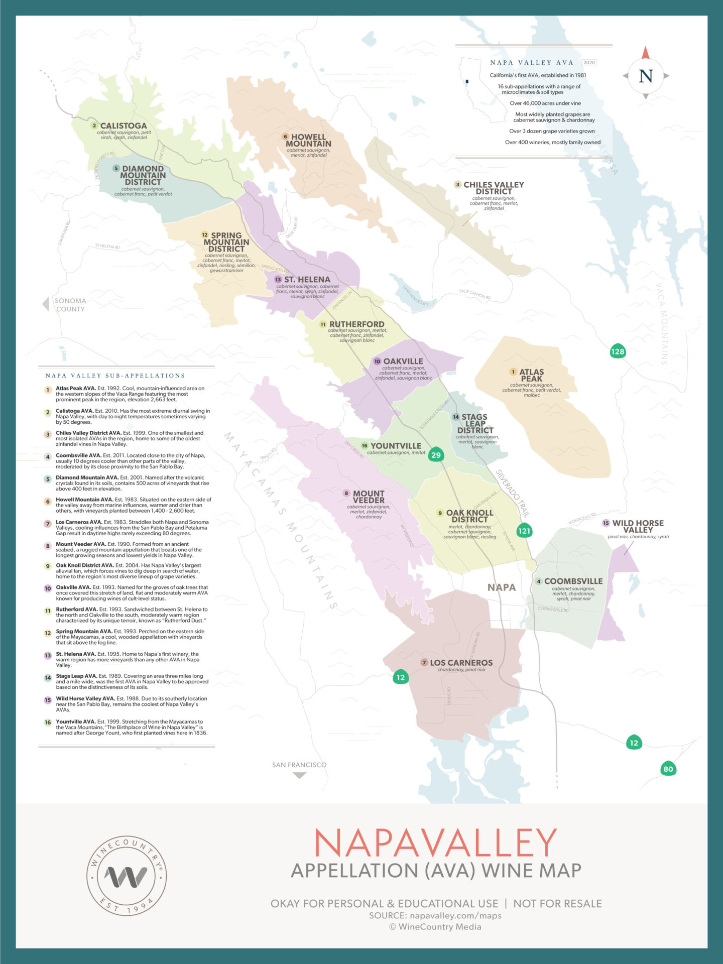 Napa Valley AVA Map