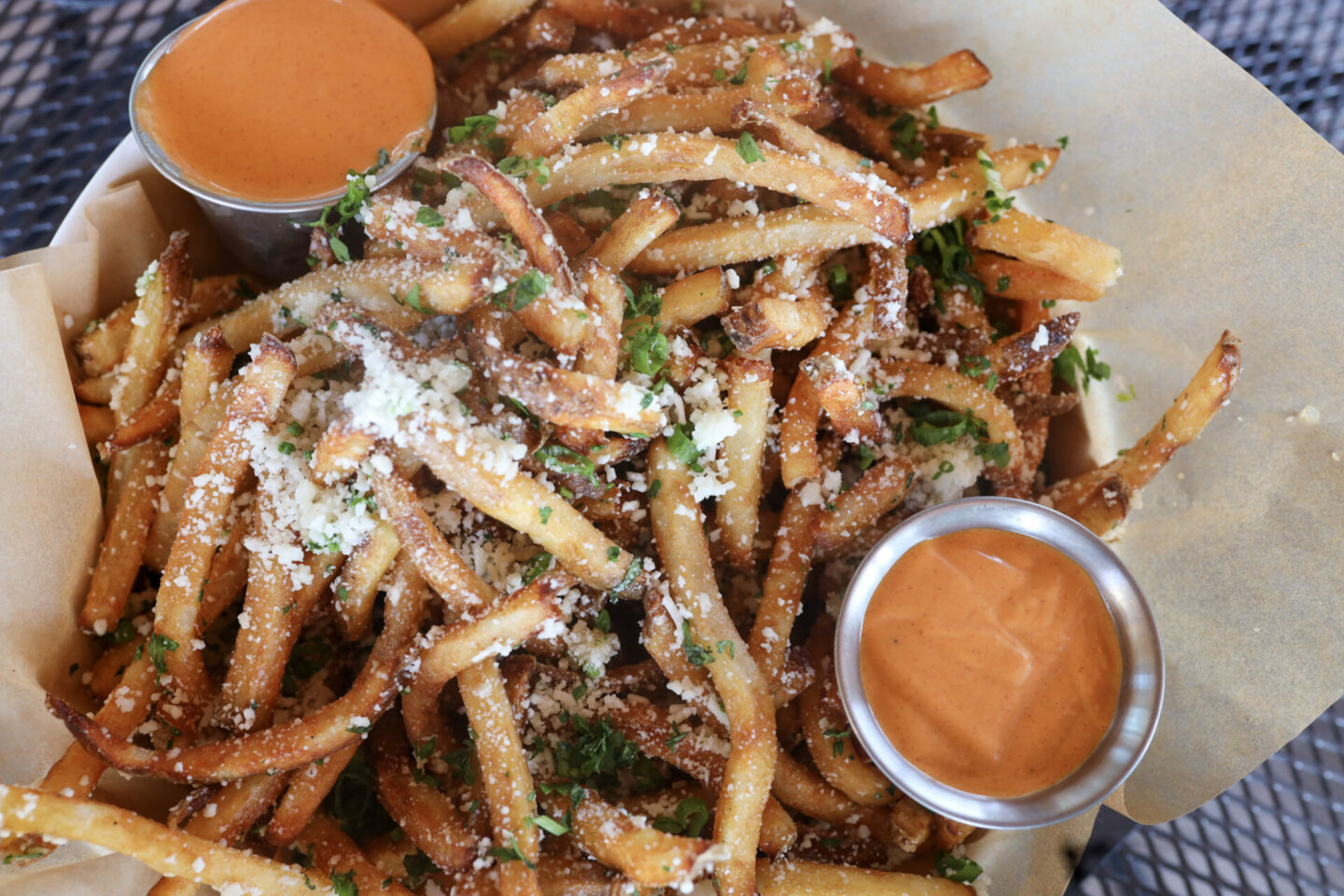 Truffle fries at Belle Fiore winery in Ashland Oregon