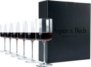 Aspen + Birch set of 6 modern wine glasses