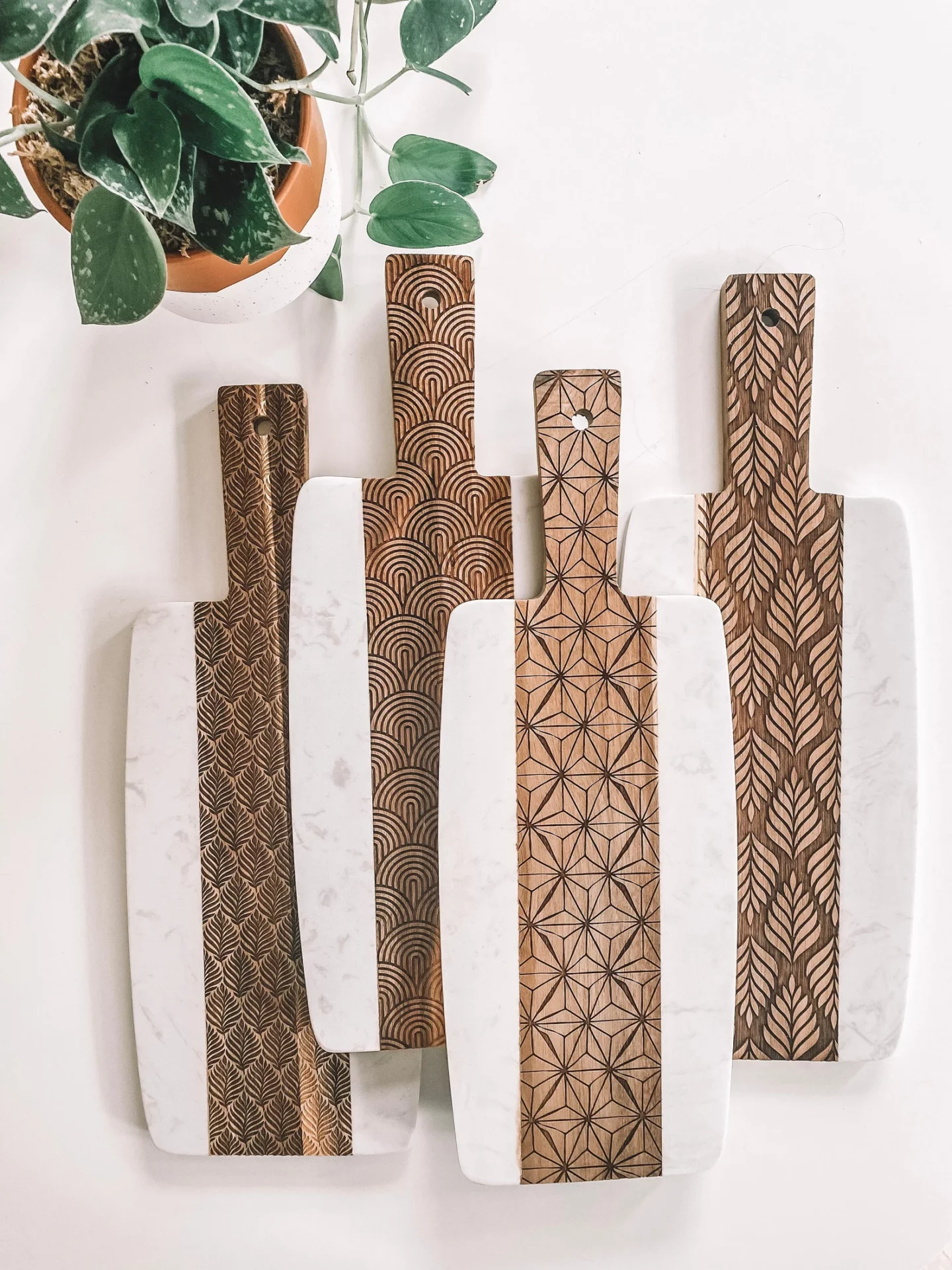 4 marble and wood charcuterie boards from etsy