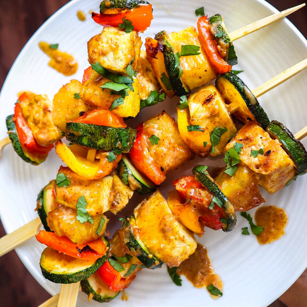 Vegan tofu skewers