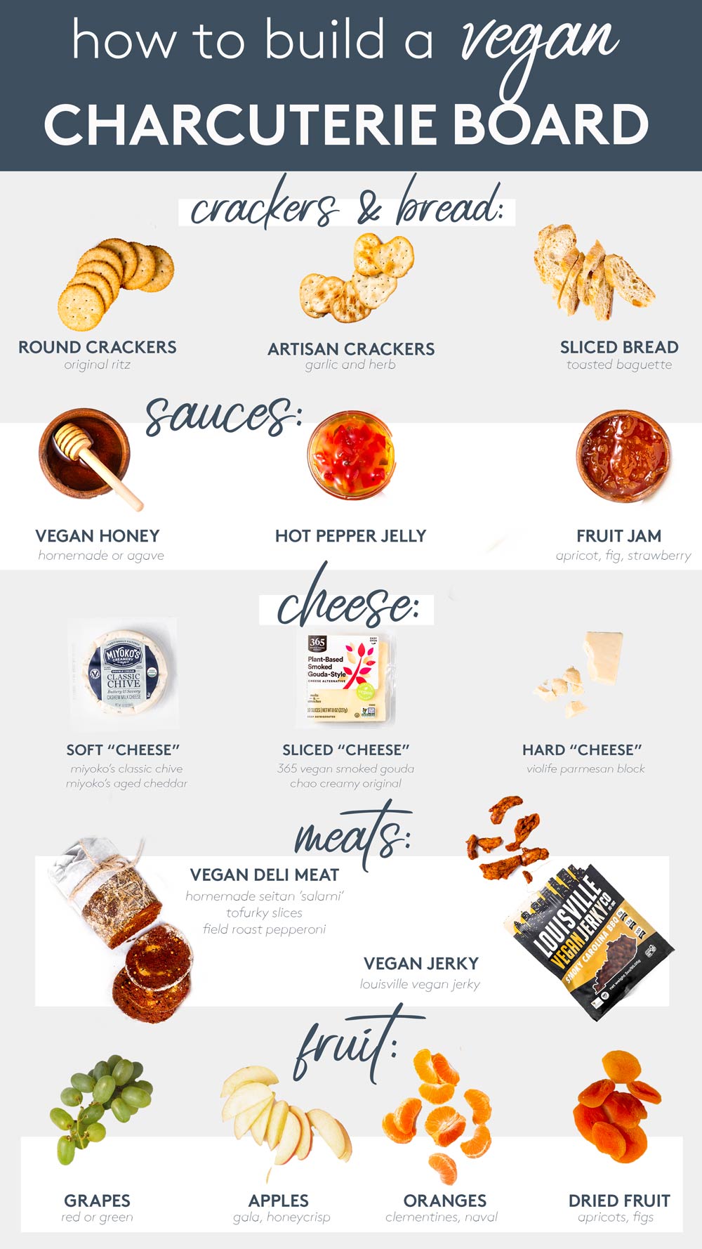 Vegan charcuterie board ingredients