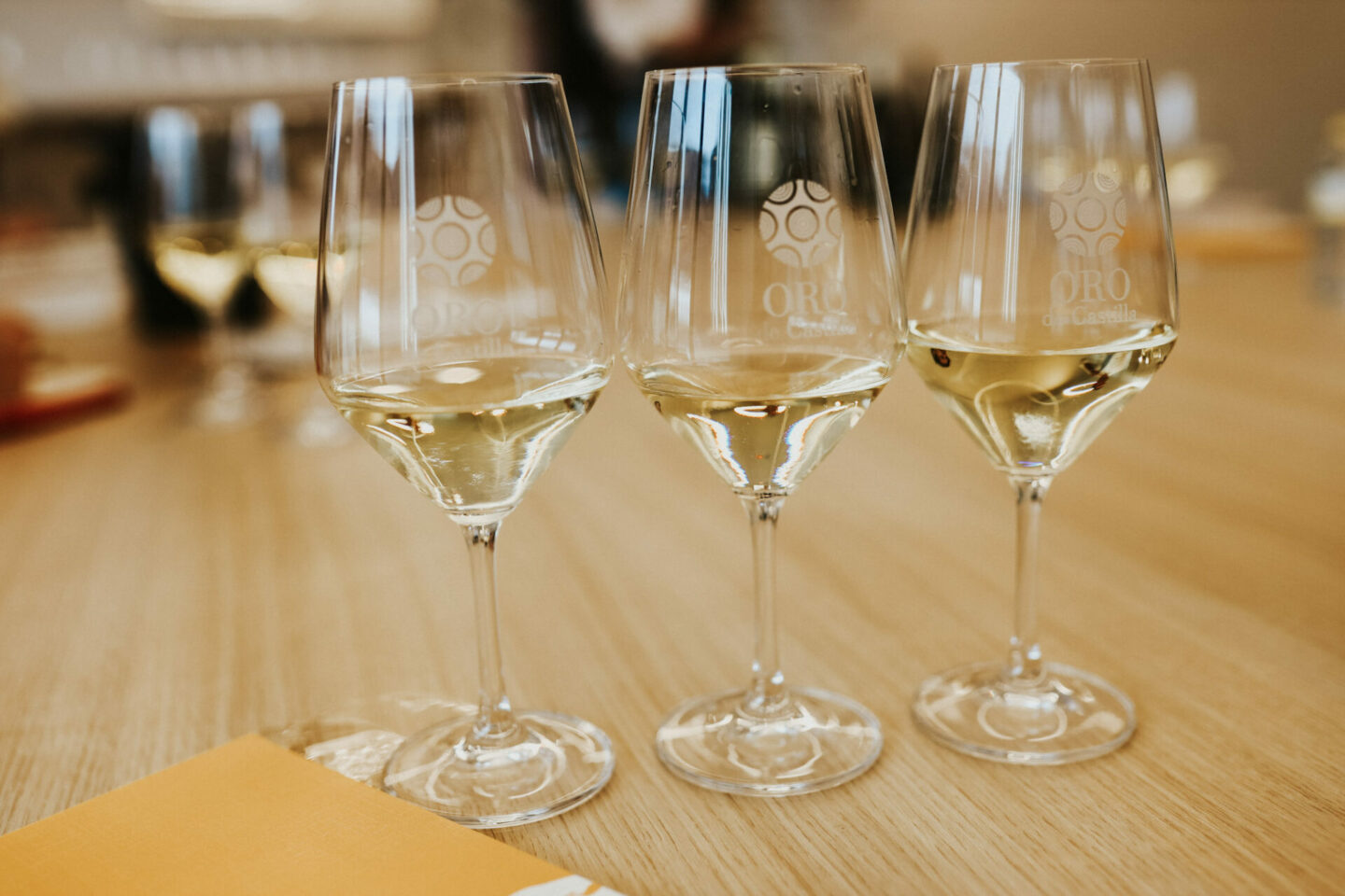 Three glasses of white Verdejo wine