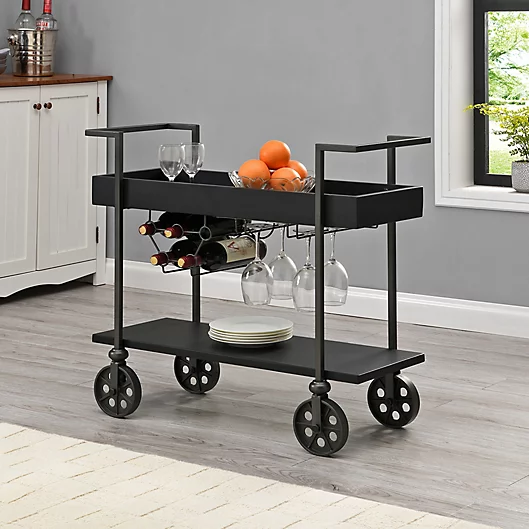 black bar cart on wheels