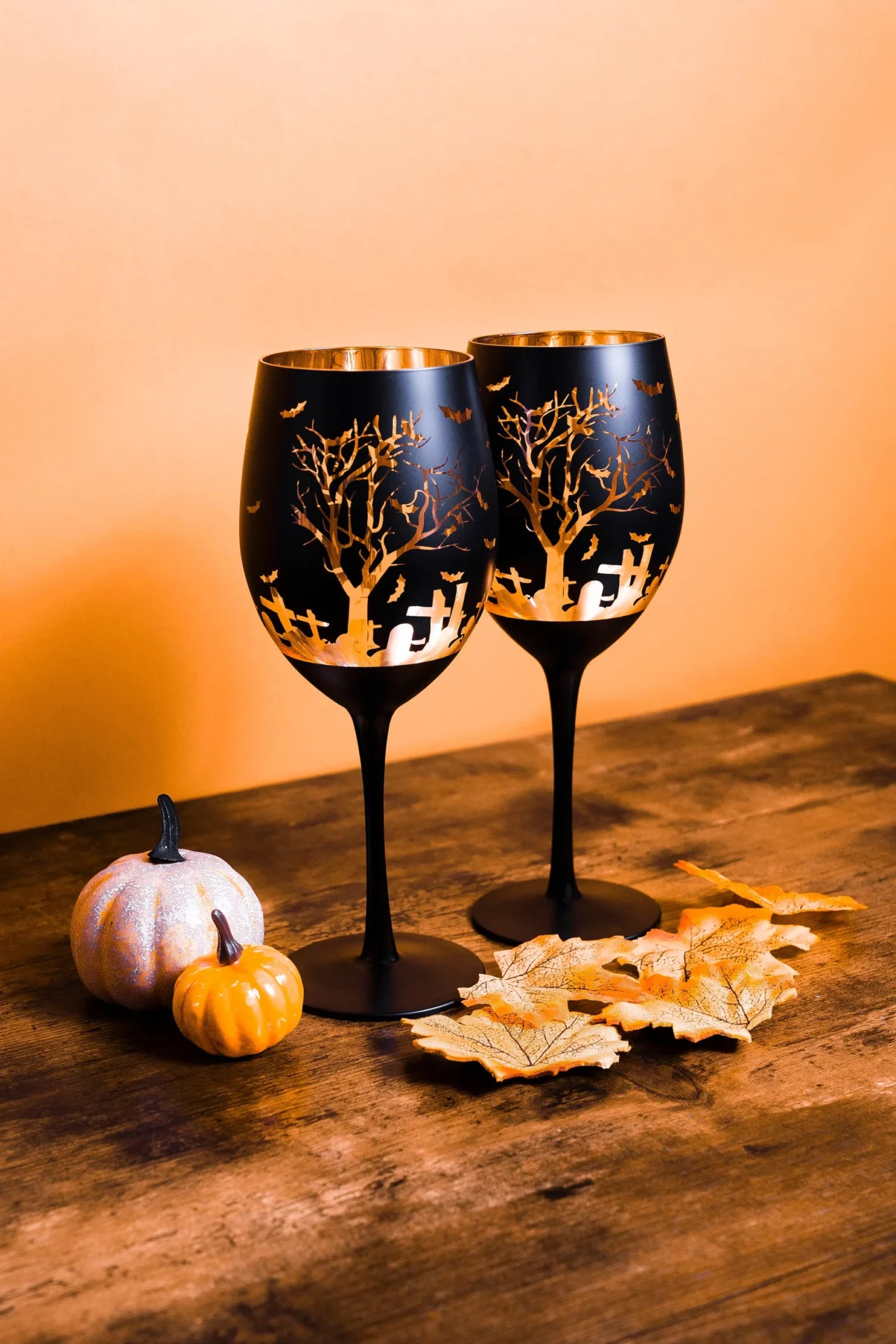 Thanksgiving Pumpkin Painted Wine Glasses