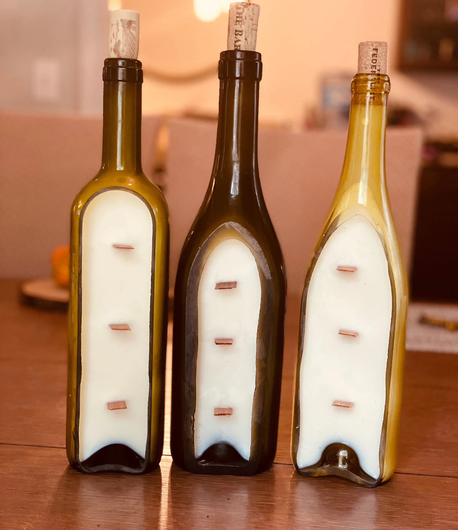 Three Wood Wick Wine Candle Boats