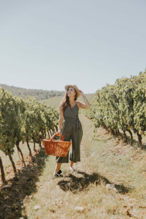 Paige in Chianti Classico in a vineyard