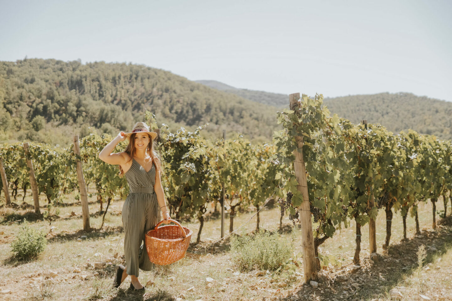 Paige in the vineyards at Castello di Meleto