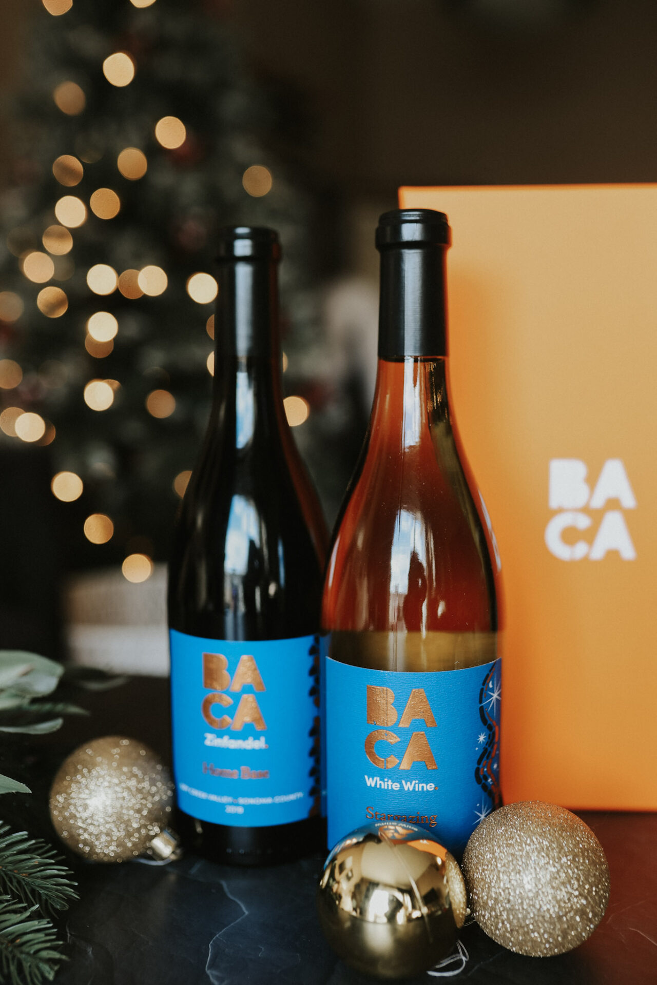 BACA wine gift set with two wines - zinfandel and a white blend
