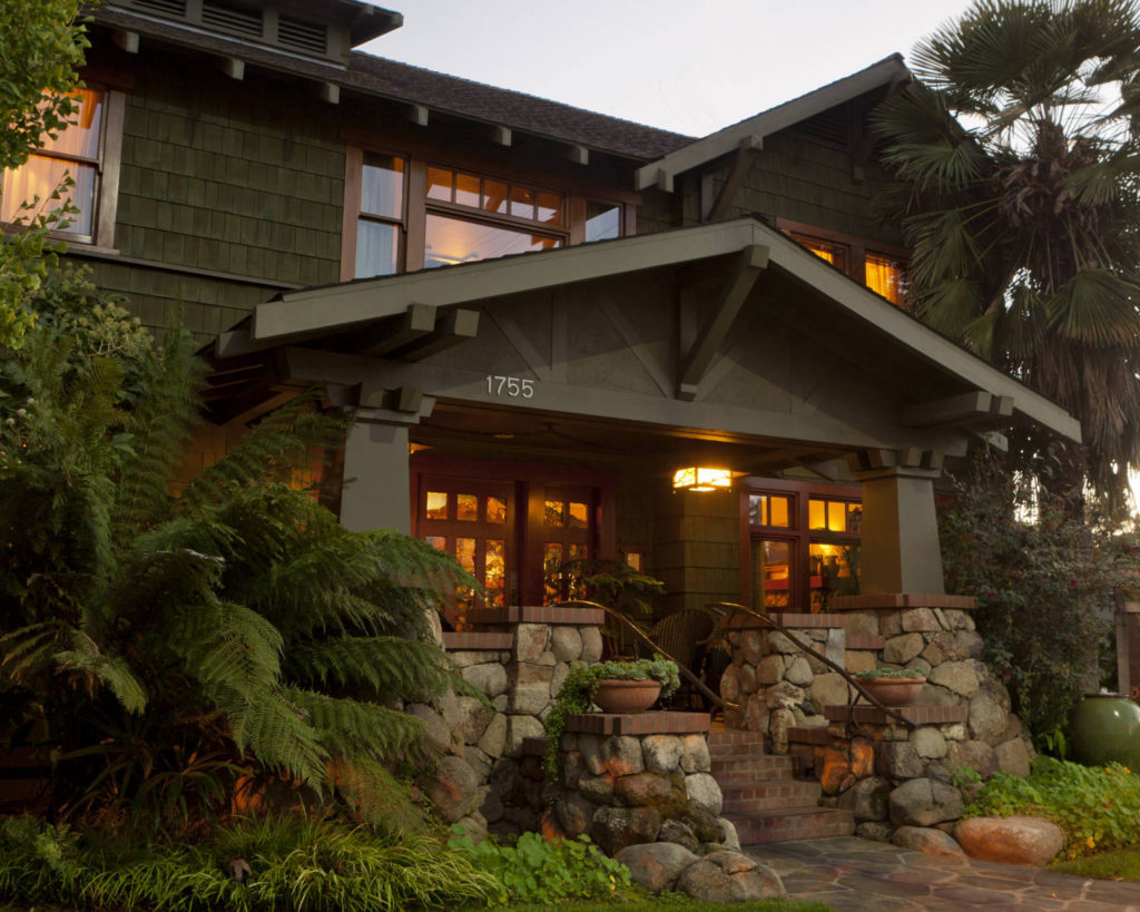 Exterior of Craftsman home with river rock foundation