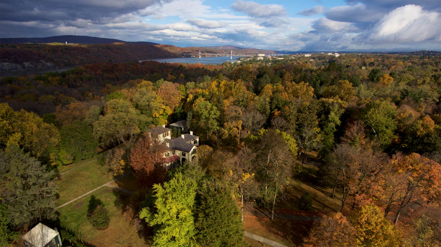 Scenic birds eye view of Hudson Valley