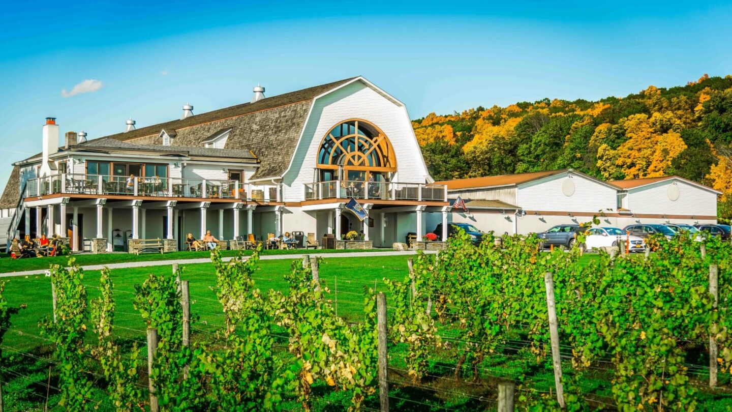 Exterior of a vineyard tasting room