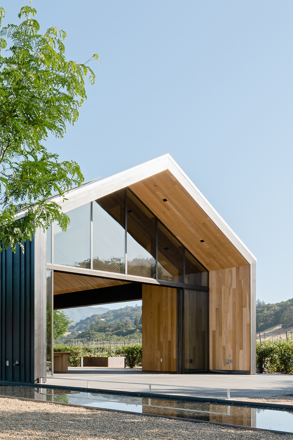 The "frame" tasting room at Silver Oak Vineyard in Alexander Valley, CA