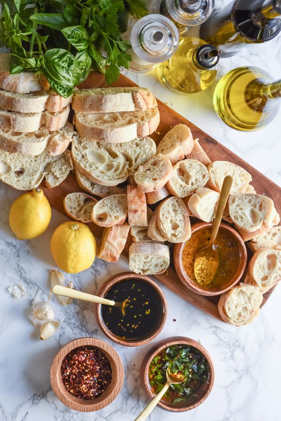 Bread and Oil Appetizer Dipping Station