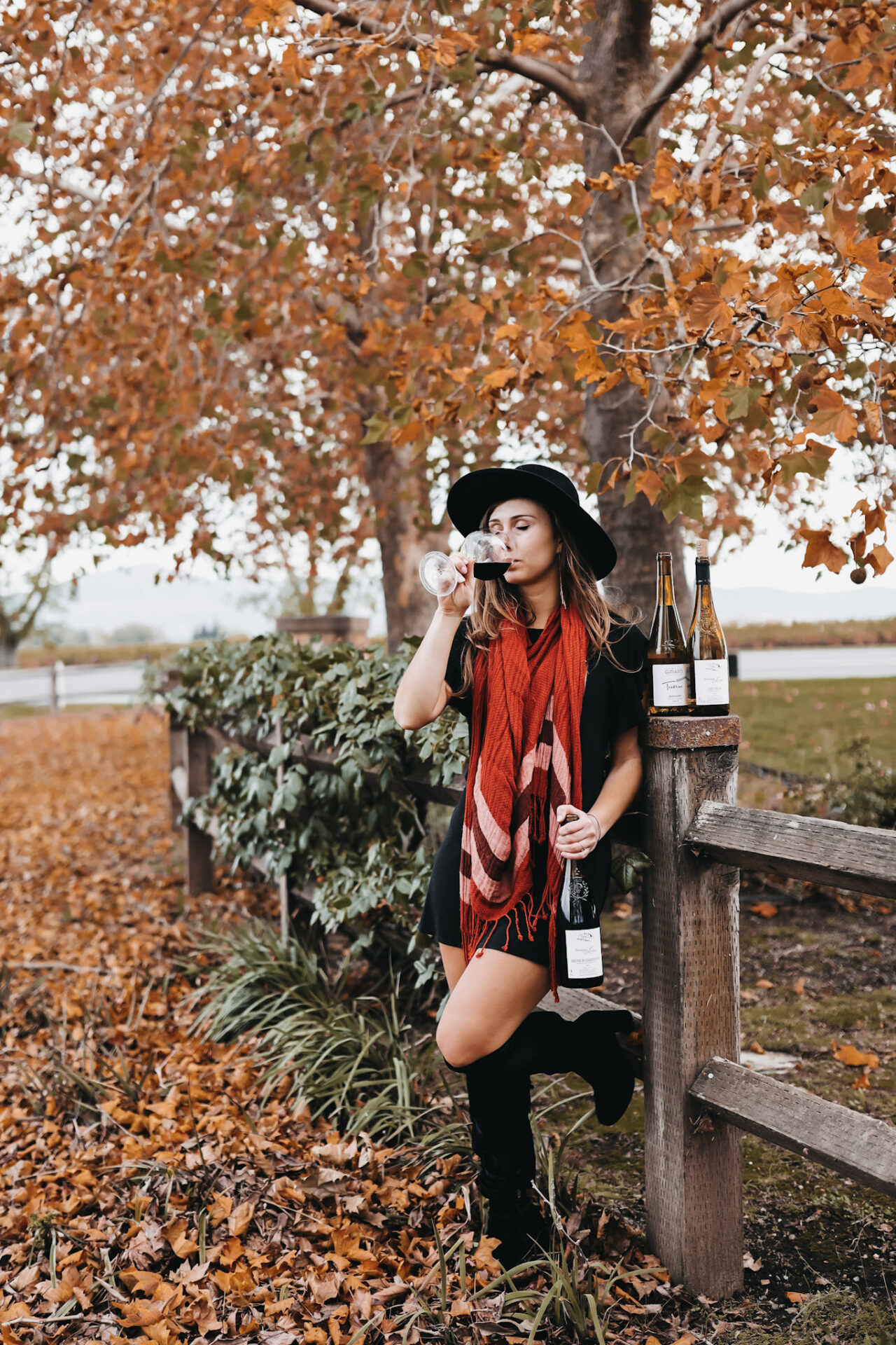 What to wear wine tasting - Paige in wine tasting outfits at a winery