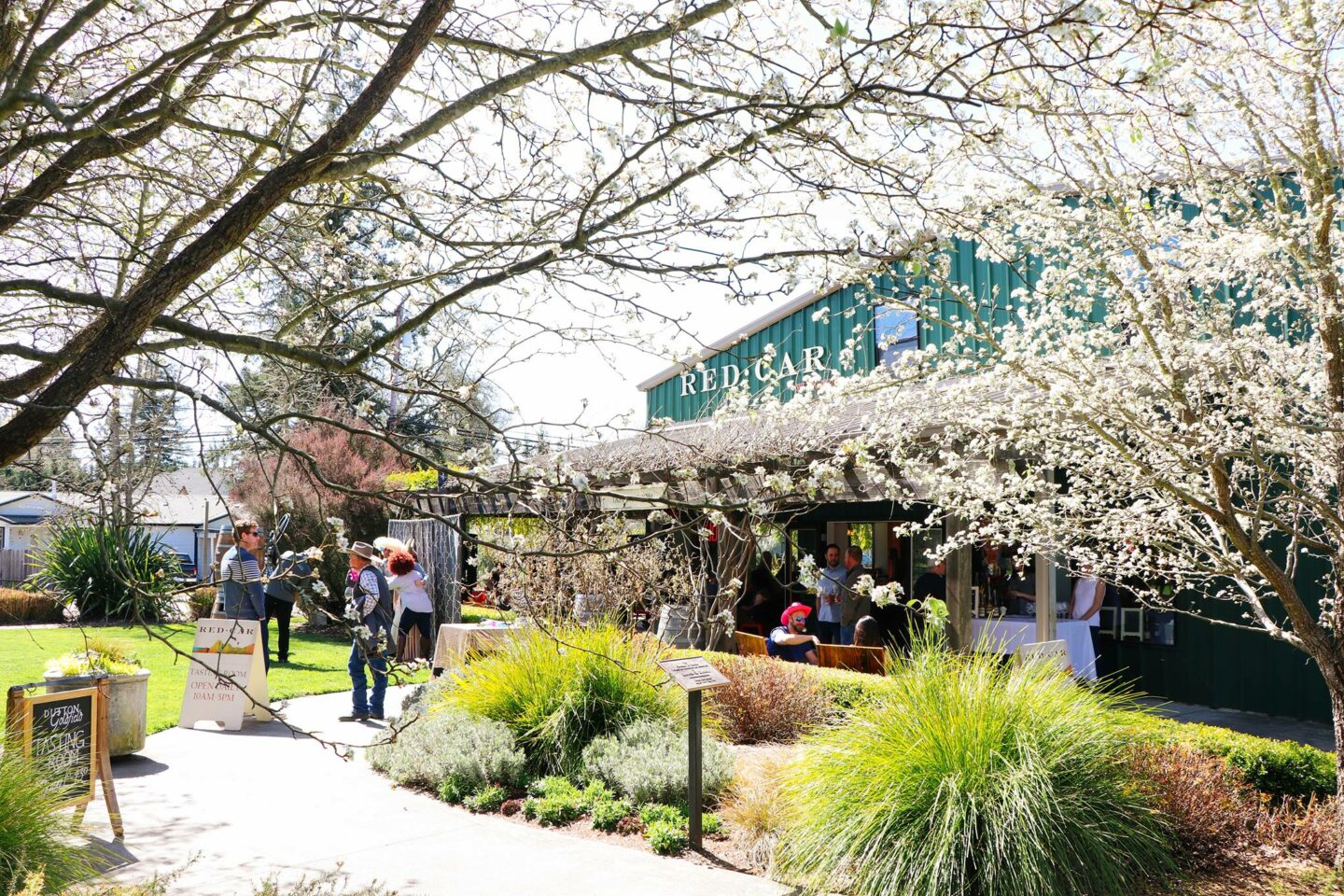 Exterior building shot of Red Car Wines in Sebastopol, CA