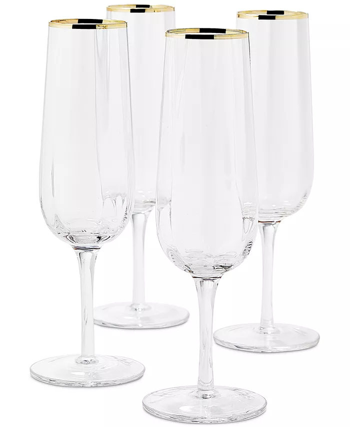 Four flute champagne glasses