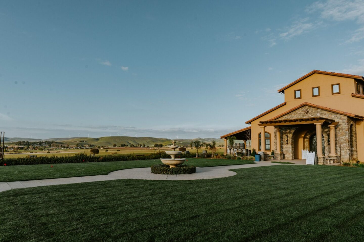 Exterior shot of McGrail Vineyards & Winery at twilight
