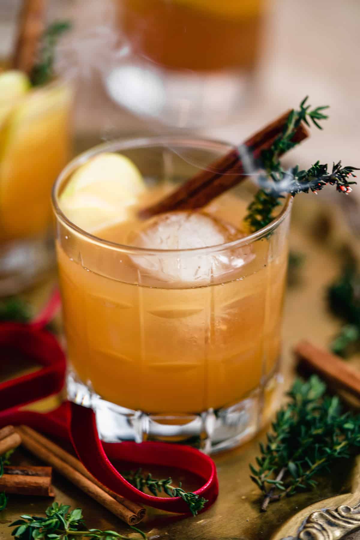 Smoked Cinnamon Apple Cider Bourbon Smash Cocktail