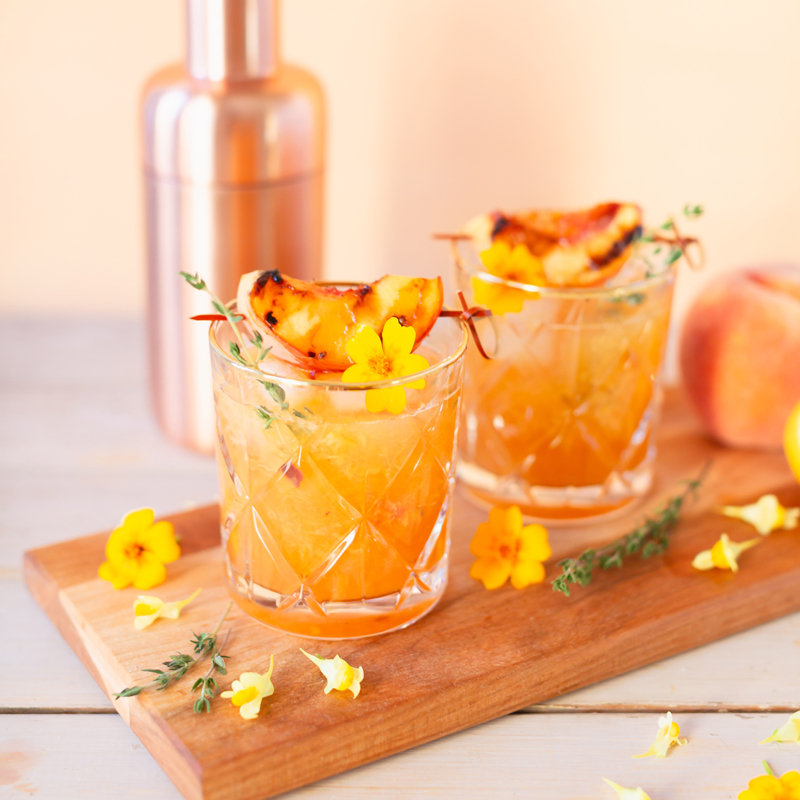 Smoked Peach Maple Bourbon Smash