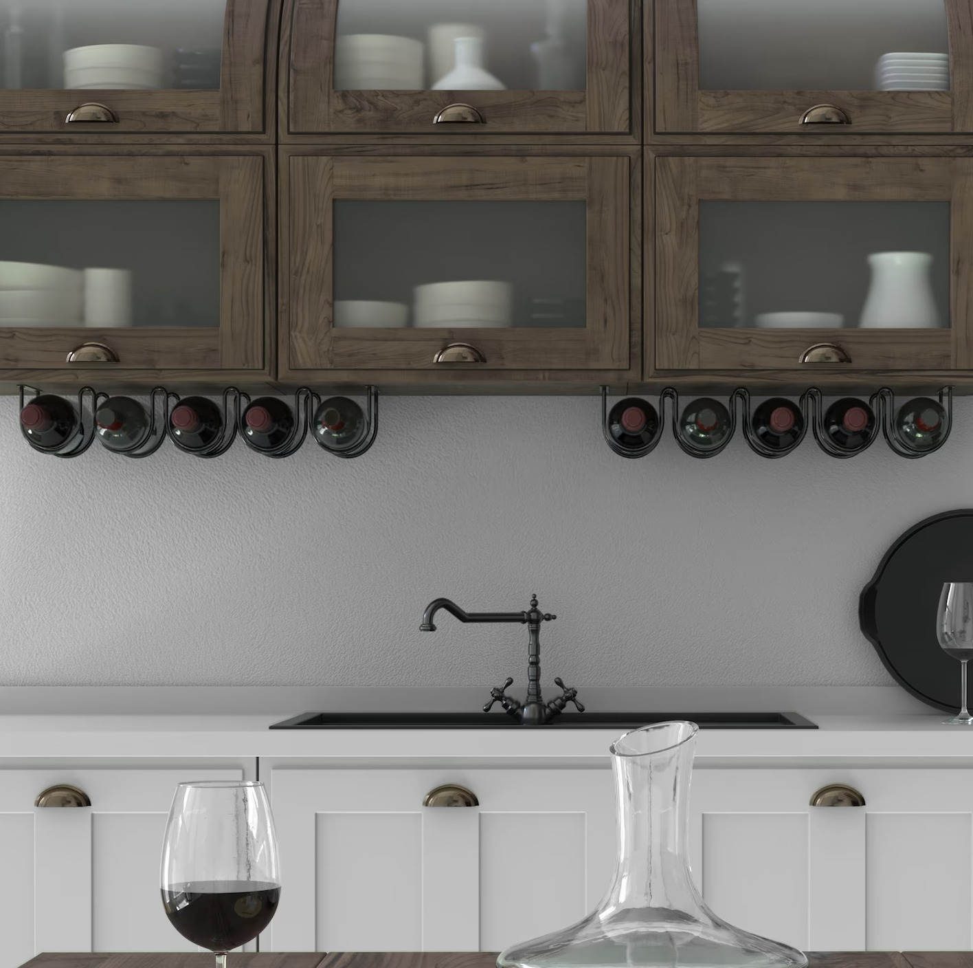 Under cabinet wine rack storage