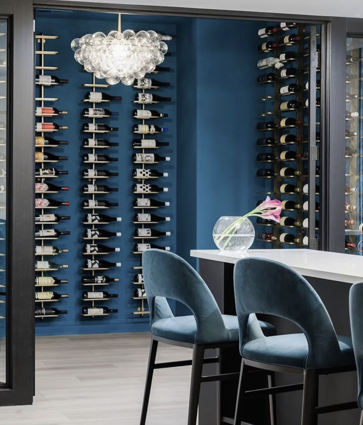 Blade wine rack hung inside a stylish dining room