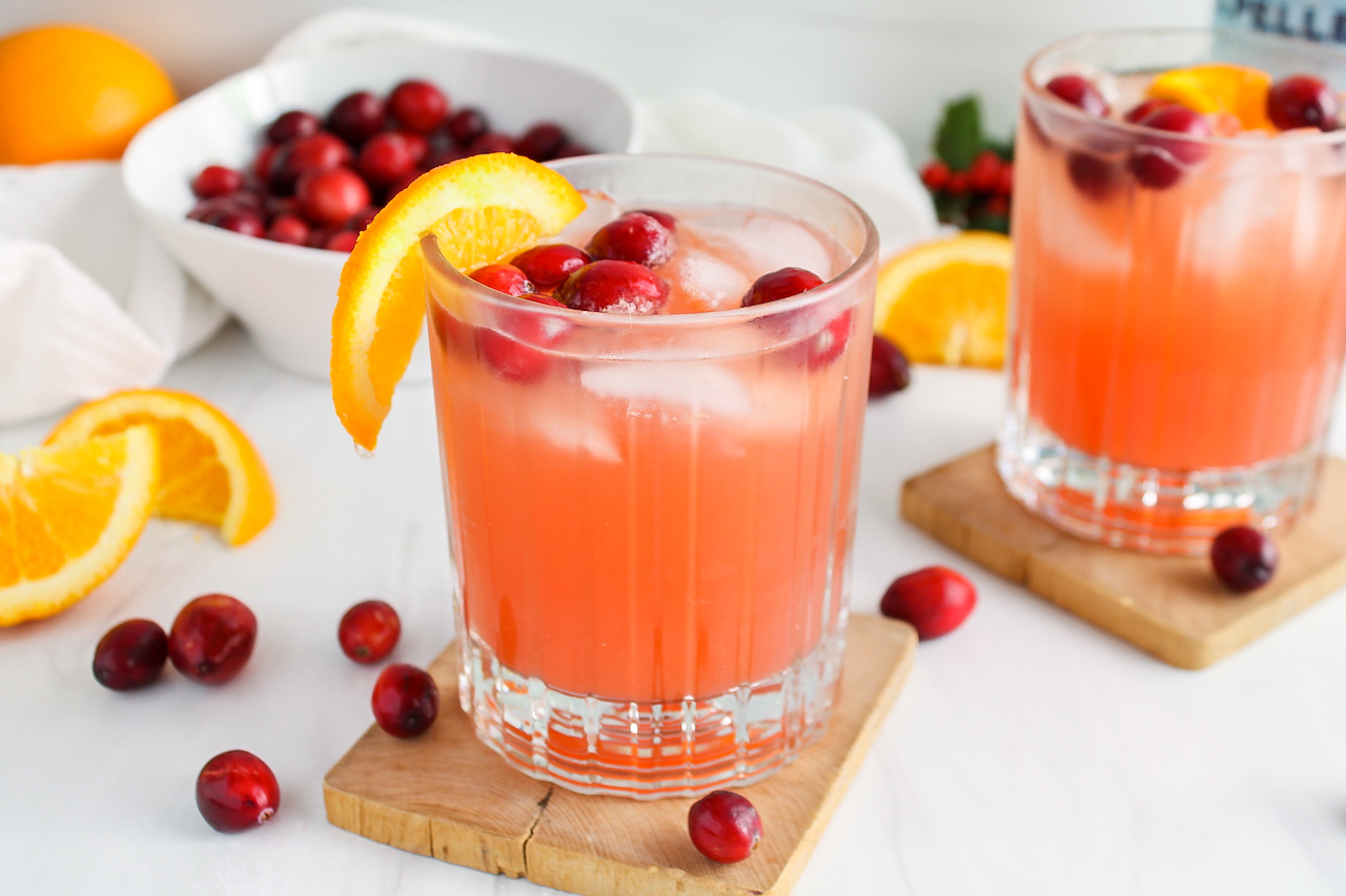 Sparkling Fresh Cranberry Orange Mocktail with Ginger
