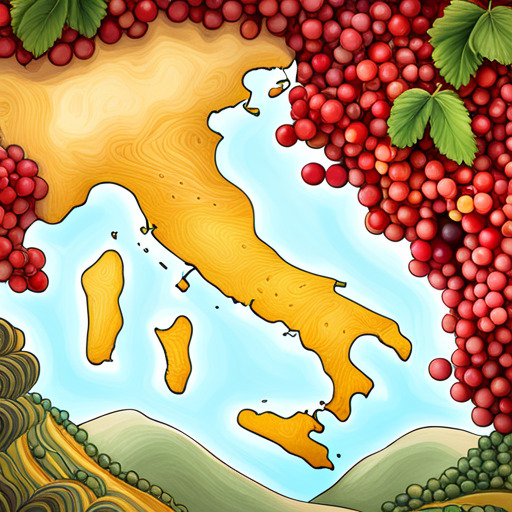 Roscato sweet red wine italy map