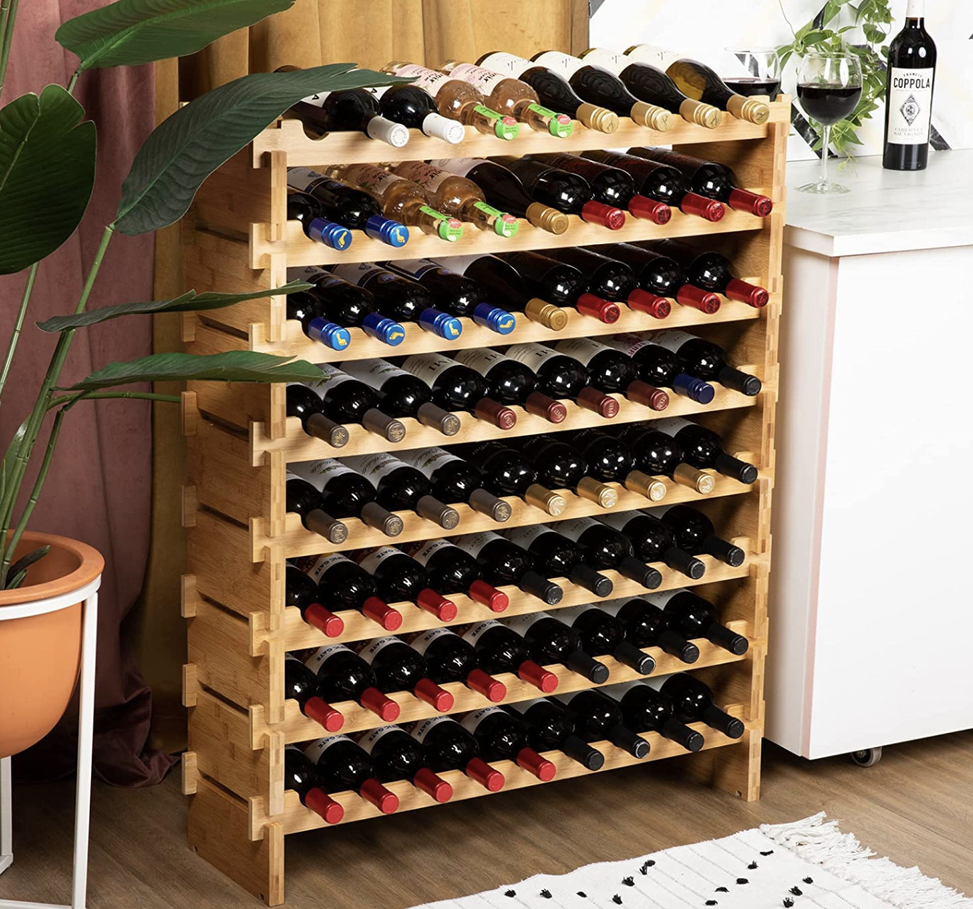 INLIFE Wall-Mounted Wine Racks for 14 Bottles 2 pcs Black Metal