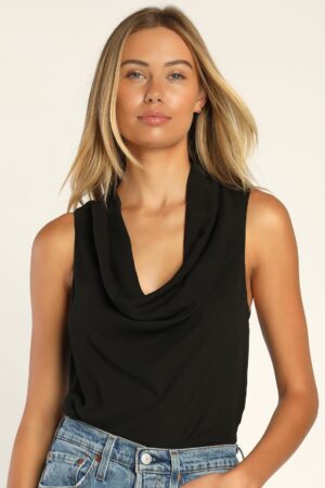 Black scoop neck top