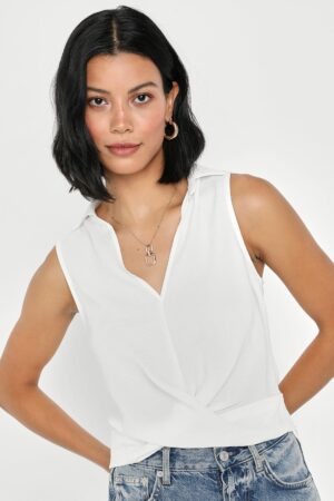 basic white silk top