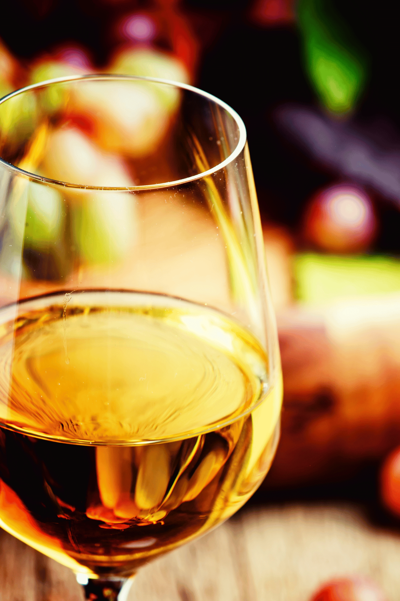 Sweet sauvignon Blanc dessert wine in a glass