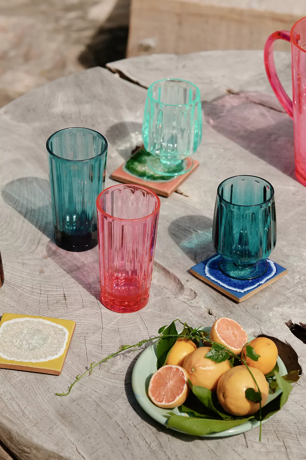 Outdoor dining experience with acrylic glassware