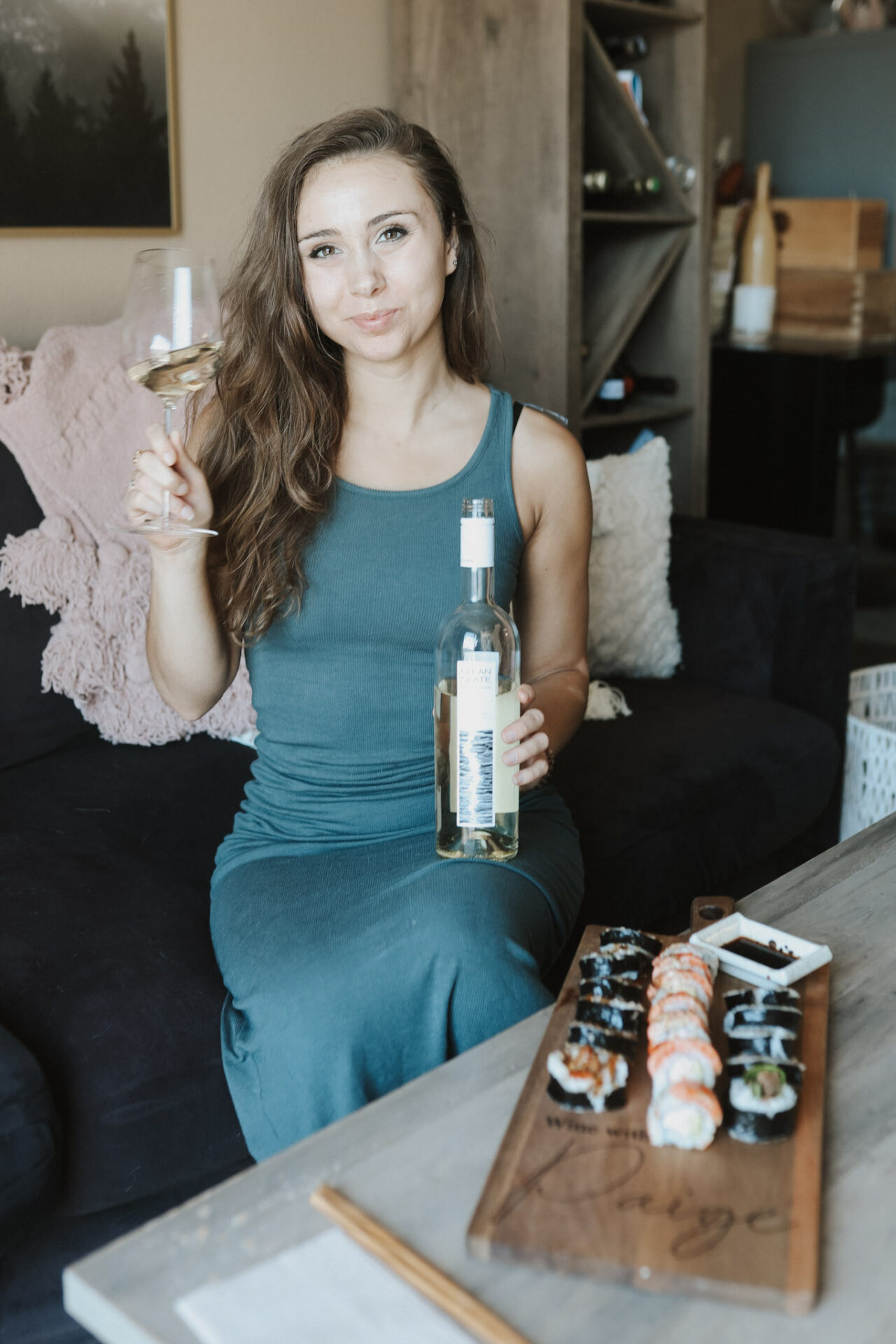 Dry white wine with sushi